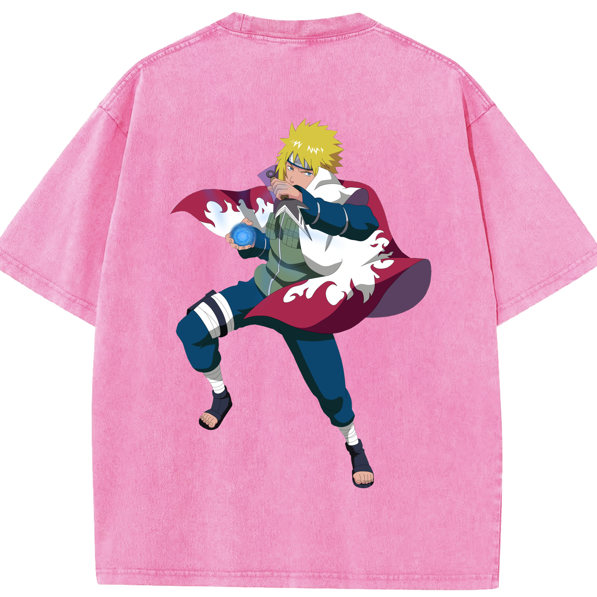 （画像用） NARUTO -ナルト- 波風 ミナト Namikaze Minato 綿100% ヴィンテージ風 半袖Tシャツ（背面プリント）